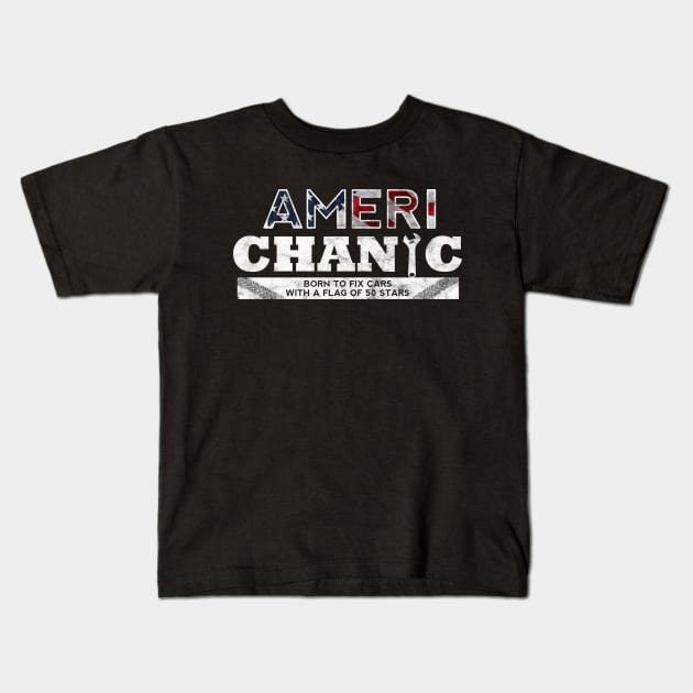 Ameri-Chanic: Born to Fix Cars Kids T-Shirt by giovanniiiii